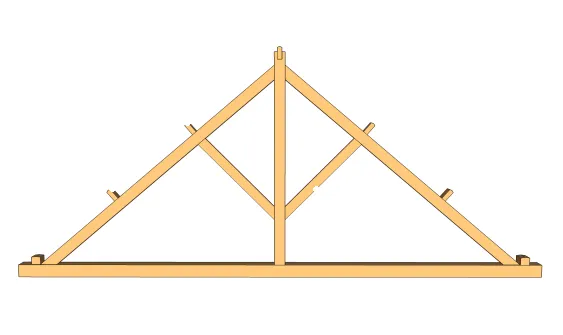 Contrefiche dans une ferme à deux pannes intermédiaires