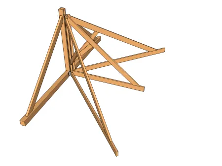 Les demi-fermes d'une charpente de toiture à croupes