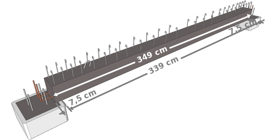 Calcul de la longueur d’une longrine ordinaire (sur l’axe 2 sur le plan ci-dessus)