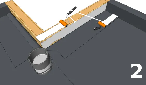 Appliquer sur la partie interne et le rebord de l’acrotère de la colle
