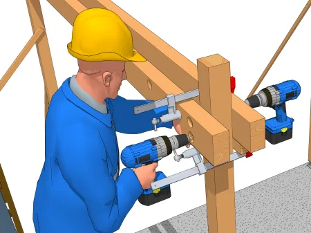La pose d'une panne moisée sur poteau