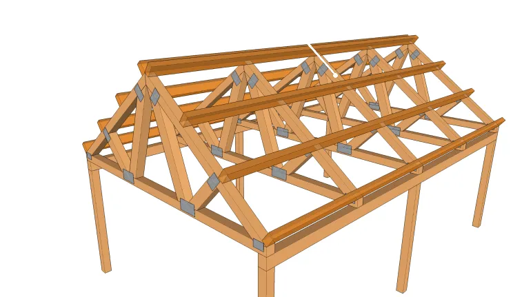 Exemple de charpente à comble perdu