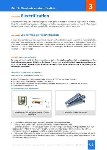 Extrait de la rubrique électrification