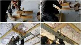 Fixation des rails horizontaux sous la structure de la toiture