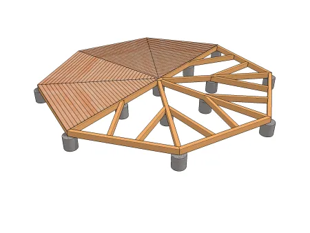 Plateforme en bois polygonale