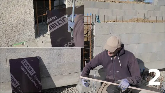 Mise en place des tiges filetées dans le premier panneau