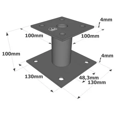 Pied de poteau FIXE - Réf. PPA100PB