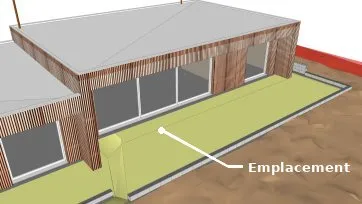 Emplacement de la terrasse en bois