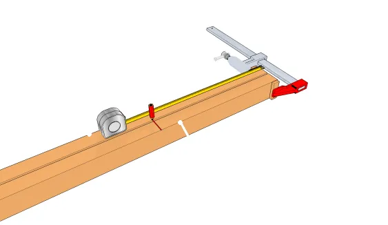 Repérer les axes des montants. Cas 2