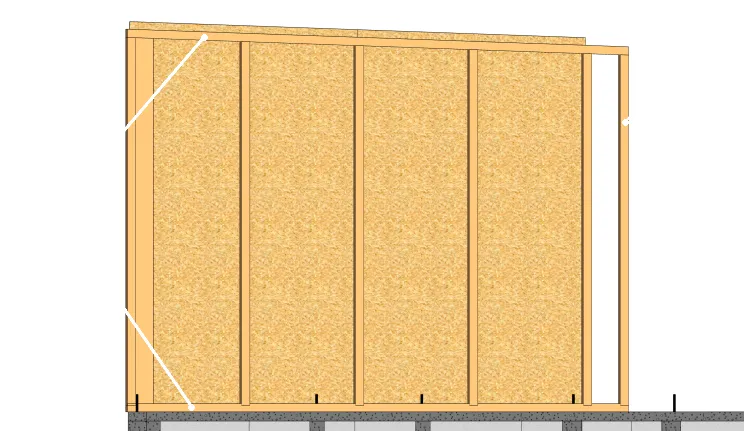 Les éléments de l’ossature du demi-mur M1
