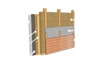 Voile de contreventement entre les deux isolants et pare-vapeur côté intérieur