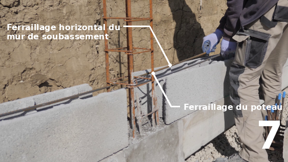 Les ferraillages horizontaux du mur