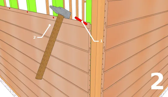 Mise en place des planches de bardage