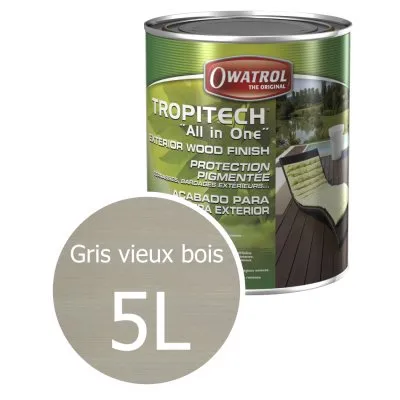 TROPITECH "All in One" : protection teintée LONGUE DUREE pour terrasses et bardages. Phase aqueuse - Réf. 429