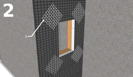Pose des treillis en fibre de verre dans les ouvertures