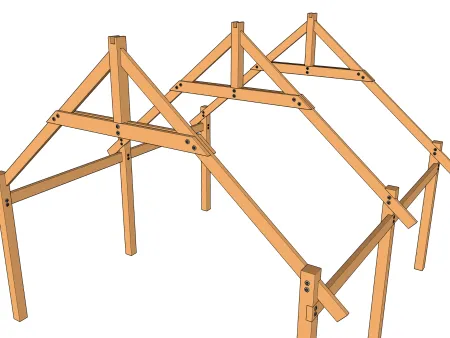 L'assemblage d'une ferme à entrait retroussé aux poteaux