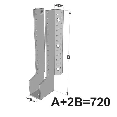 Grands sabots à ailes extérieures, gamme GLE ECONOMIQUE (développé 720mm, épaisseur 4mm, profondeur 90mm) - Réf. GLE720/4X