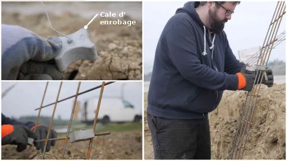 Pose des cales d’enrobage