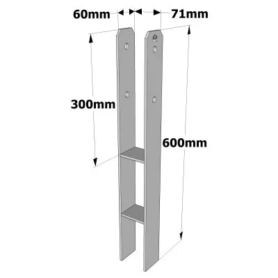 Pieds de poteau de jardin en H - Réf. PP49007