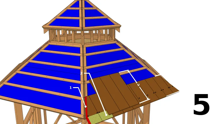 La pose de la première rangée