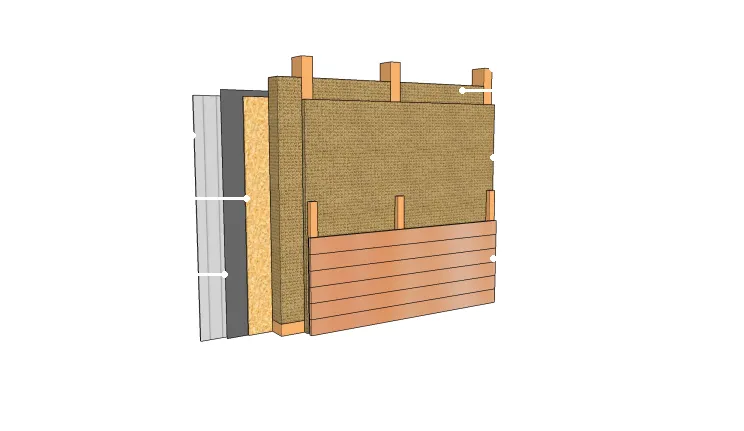 Voile de contreventement entre les deux isolants et isolant secondaire rigide