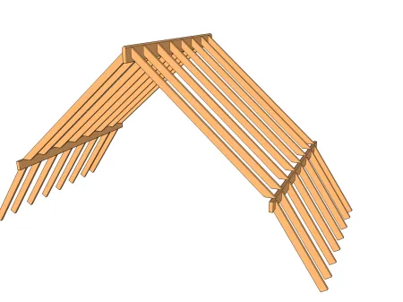 Anatomie d'une charpente de toiture à deux pentes avec ligne de bris