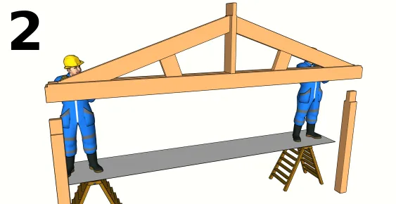 Présenter l’entrait moisé sur les encoches