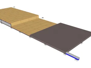 Plancher partiellement en bois et en béton