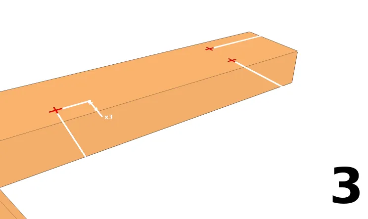 Repérage des trous de fixation aux deux extrémités