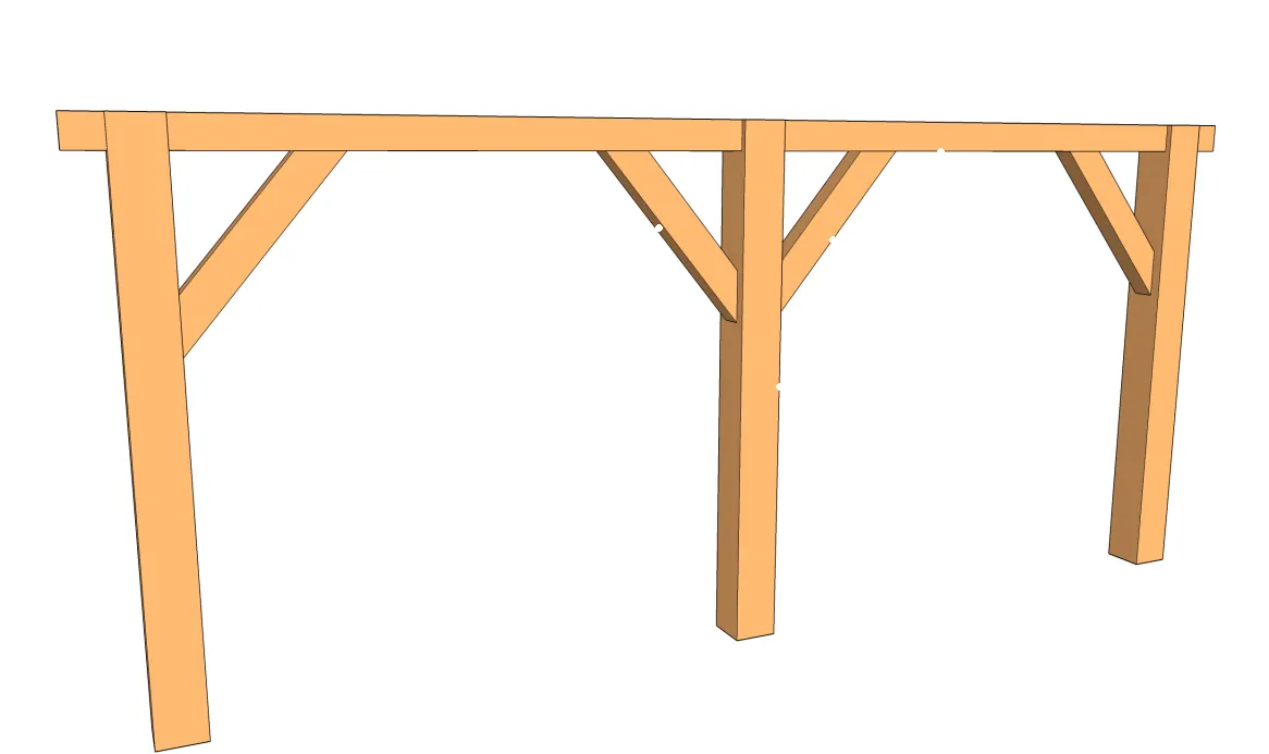 Contrefiche dans un assemblage avec des poteaux