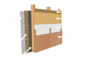 Voile de contreventement à l’extérieur et pare-vapeur entre les deux isolants