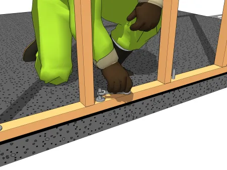 Fixation directe de la traverse basse sur la fondation 