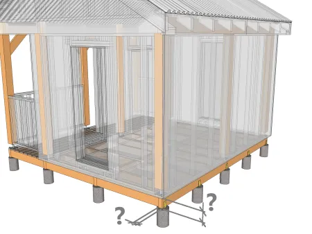 Cas d'une plateforme supportant une construction avec un mur non porteur (avec un système poteau, panne ou poutre)