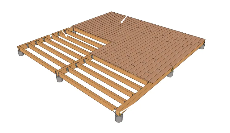 Plateforme avec platelage parallèle