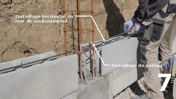 Les ferraillages horizontaux du mur