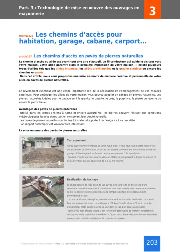 Extrait de la rubrique technologie de mise en œuvre des ouvrages en maçonnerie