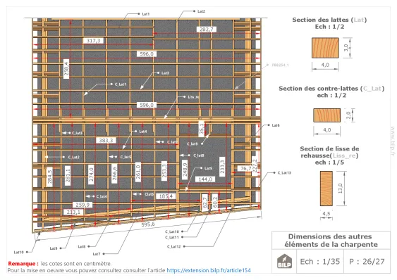 Extrait des plans de la charpente