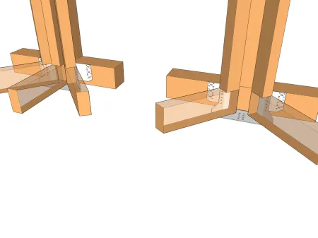 L'assemblage d'une demi-ferme et d'une ferme