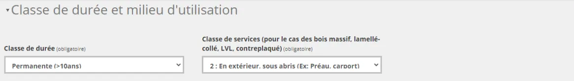 Classe de durée et milieu d’utilisation
