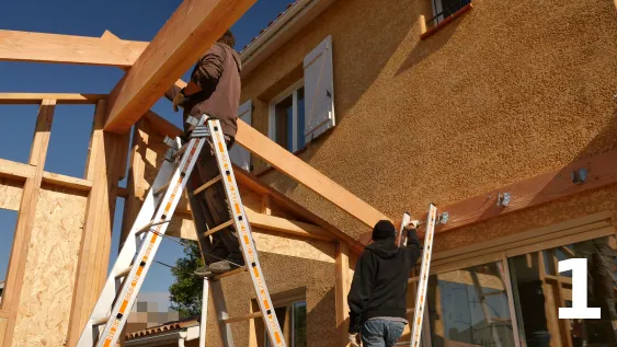Repérage des traits de coupes de l’encoche des chevrons