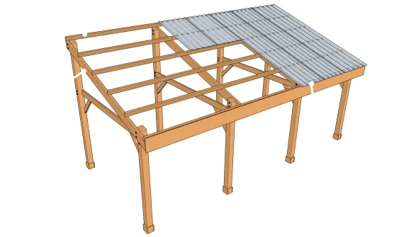 Couverture monopente avec panne en pente