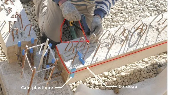 Fixation du cordeau a niveau de l’autre extrémité de la ligne de longrines