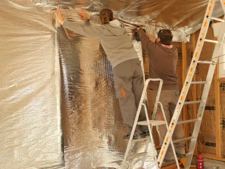 Mise en place de l'isolations des murs