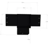 Dimensions du connecteur SUNDIY pente 20° Noir mat RAL 9005 - 120mm à 4 directions - Forme T3