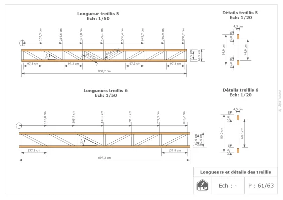 Extrait de plan d’exécution des treillis de type Howe