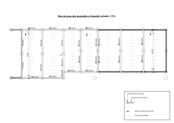 Le plan de pose des poutrelles et des hourdis